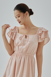 Clarabel Ruffle Sleeves Midi Dress